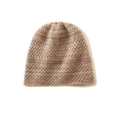 Unisex Cashmere Knitted Beanie Hat with Textured Pattern Handcrafted Winter Hat